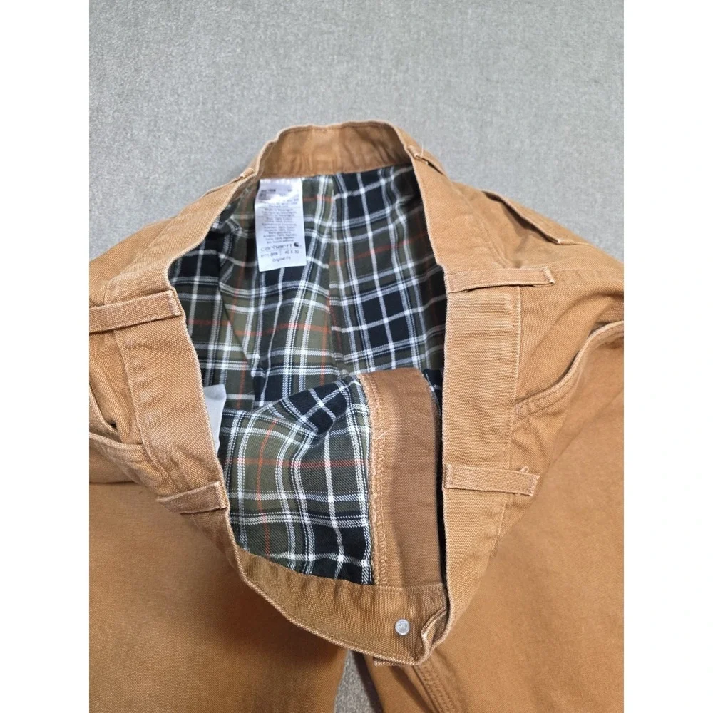 Carhartt Flannel Lined Carpenter Tan Pants Workwear B111-BRN Men's 40x32